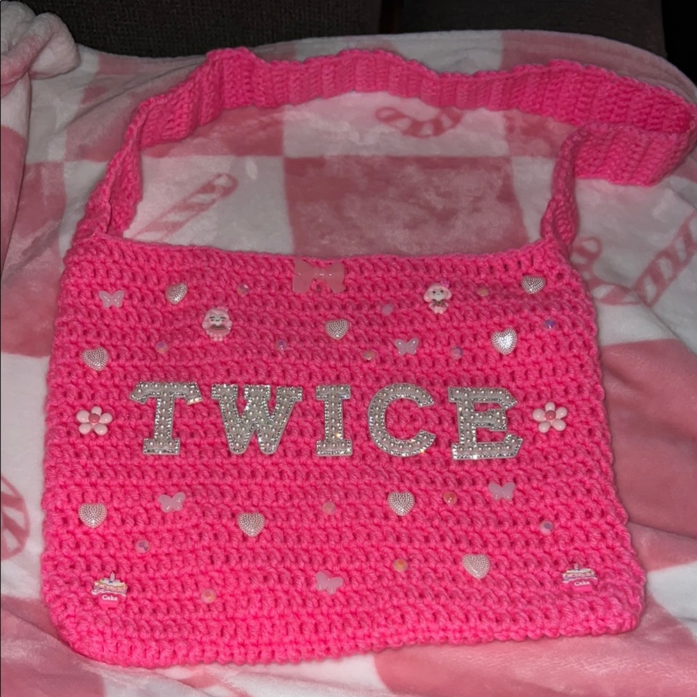 Ice Pink Sparkly Shoulder Bag with Rhinestones